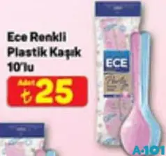ECE RENKLİ PLASTİK KAŞIK 10'LU